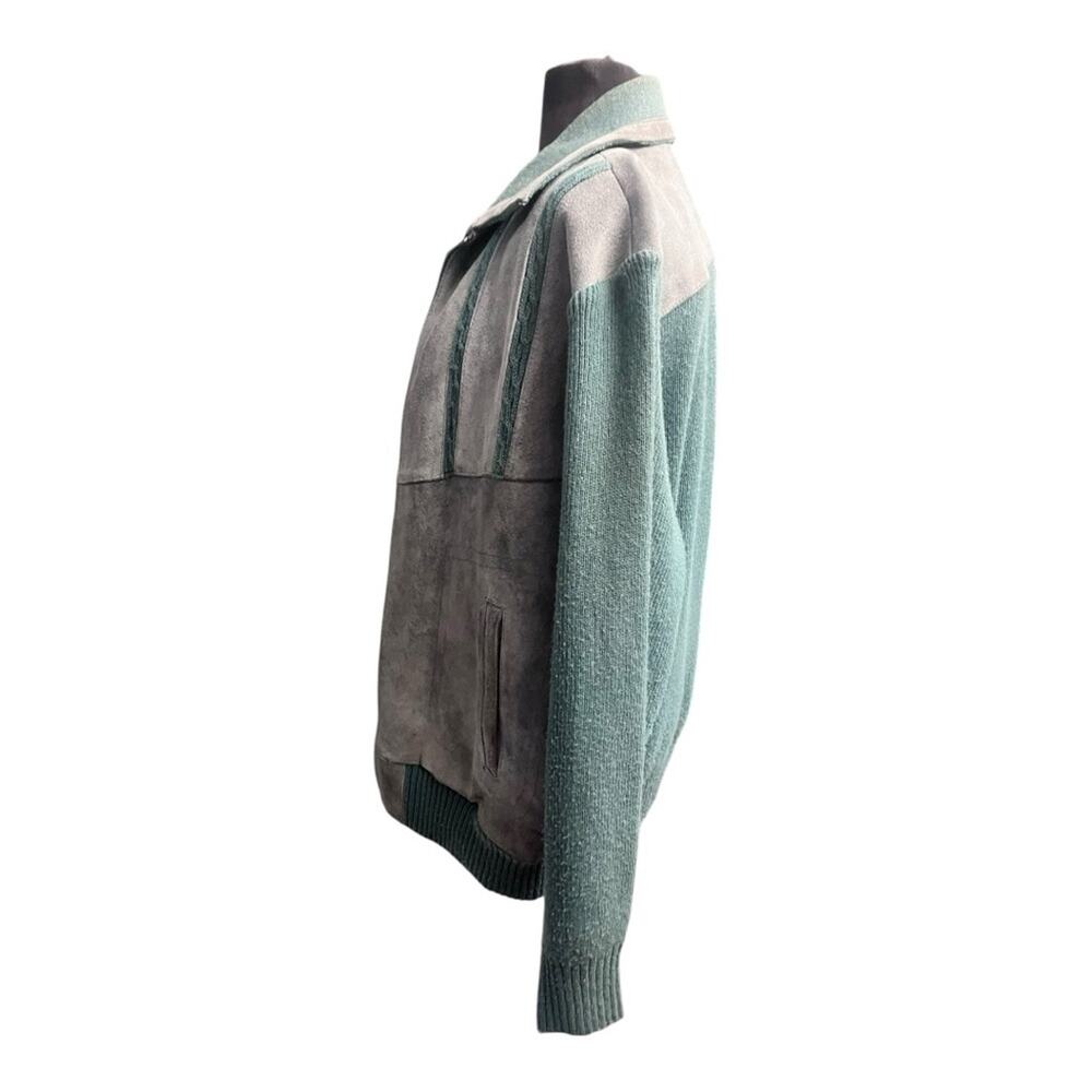 Vintage Blue Suede Sweater Distressed Coastal Grandpa Jacket Mens XL Western - Picture 3 of 7